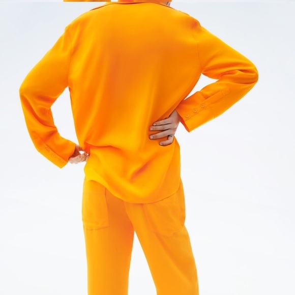 Zara Oversized Blouse with Vents Tangerine - Picture 5 of 10